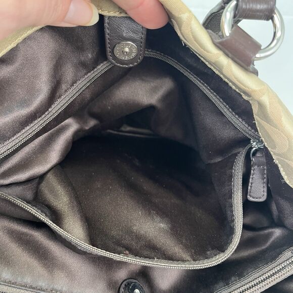 COACH Ashley Signature Sateen Carryall Shoulder Bag E1259-F15510 Khaki/Brown - Picture 14 of 16